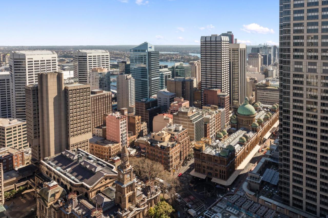 Meriton Suites Pitt Street, Sydney Eksteriør billede Aerial view of the CBD